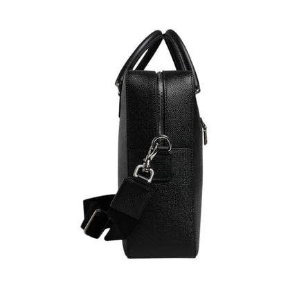 Black Logo Plaque Double Handle Messenger Bag