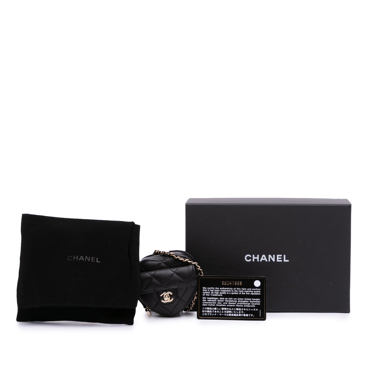 Chanel Lambskin Cc In Love Heart Necklace Bag