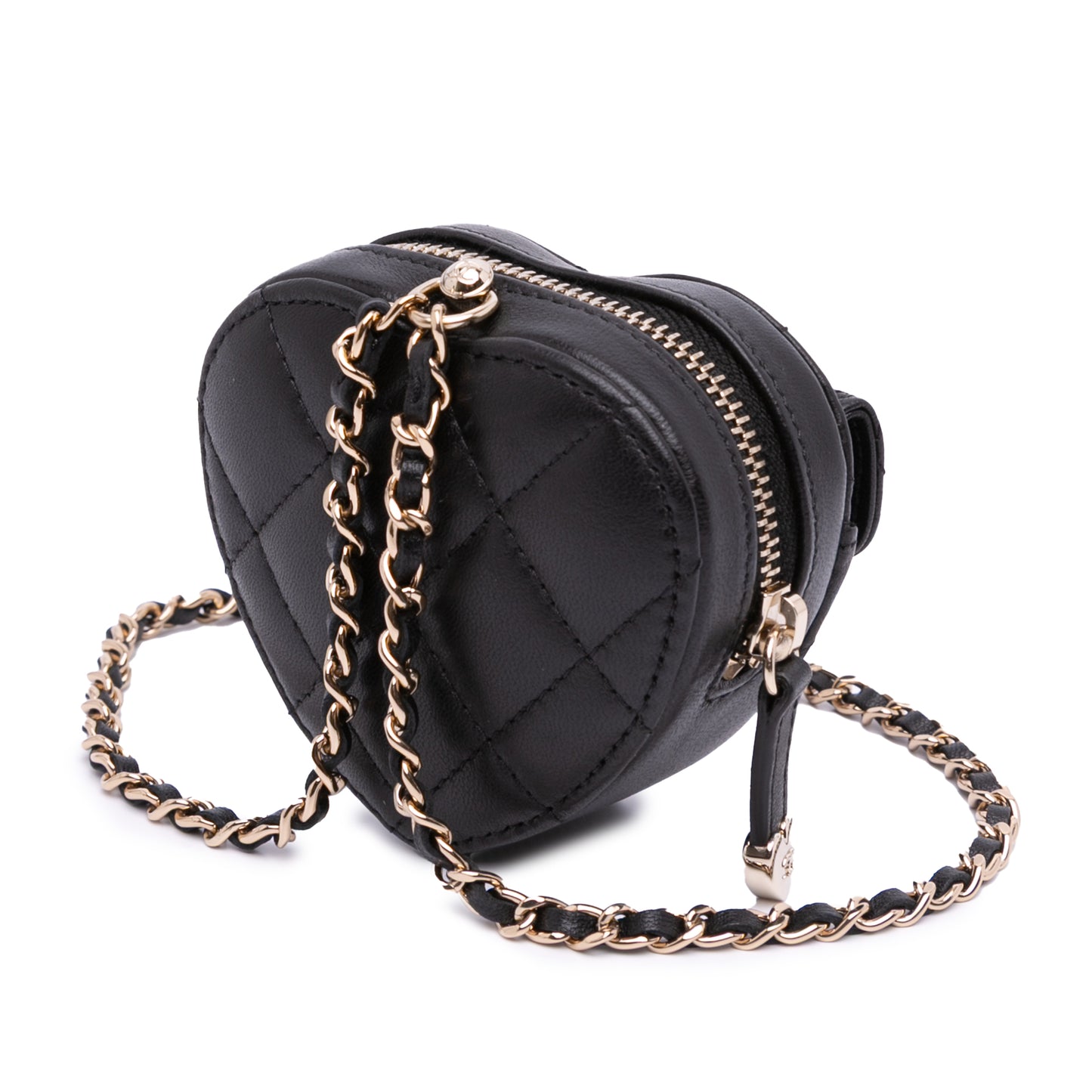 Chanel Lambskin Cc In Love Heart Necklace Bag