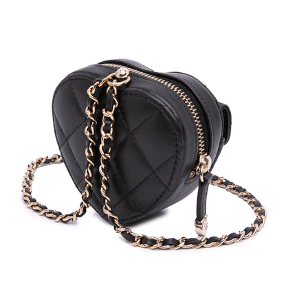 Chanel Lambskin Cc In Love Heart Necklace Bag