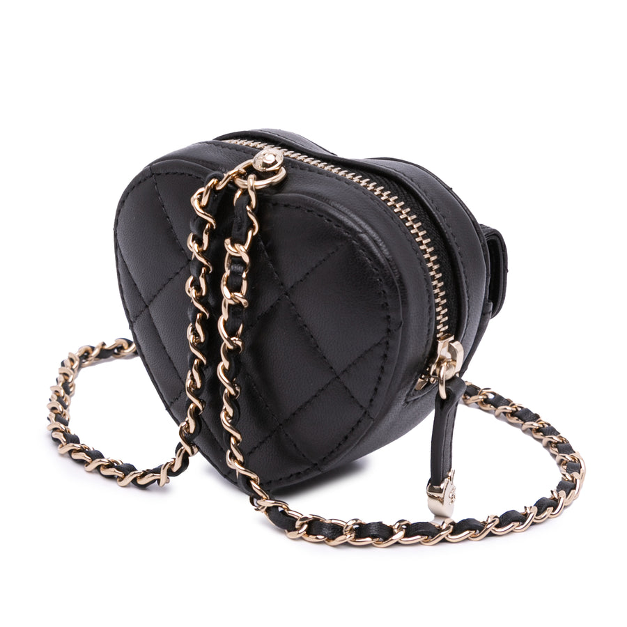 Chanel Lambskin Cc In Love Heart Necklace Bag
