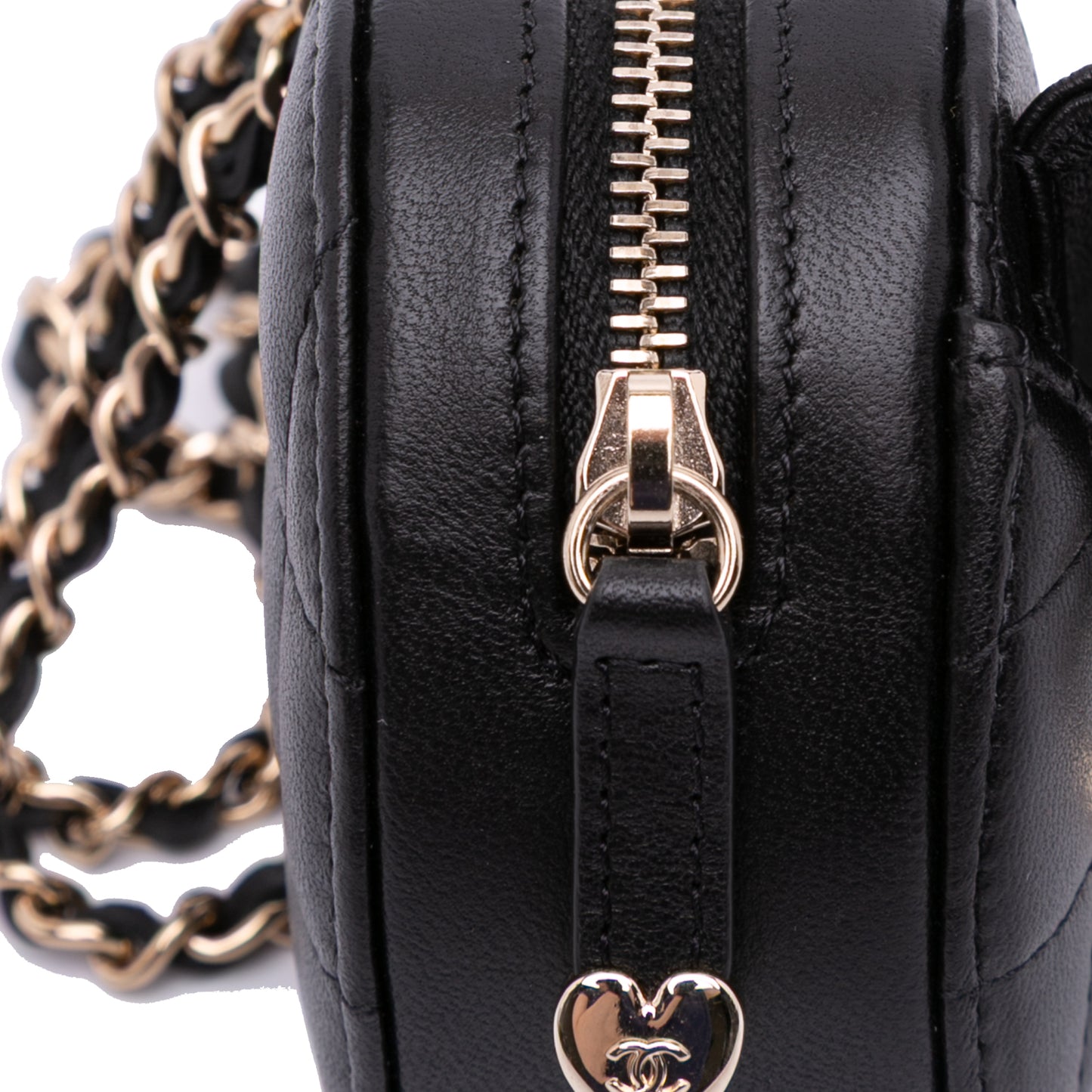 Chanel Lambskin Cc In Love Heart Necklace Bag
