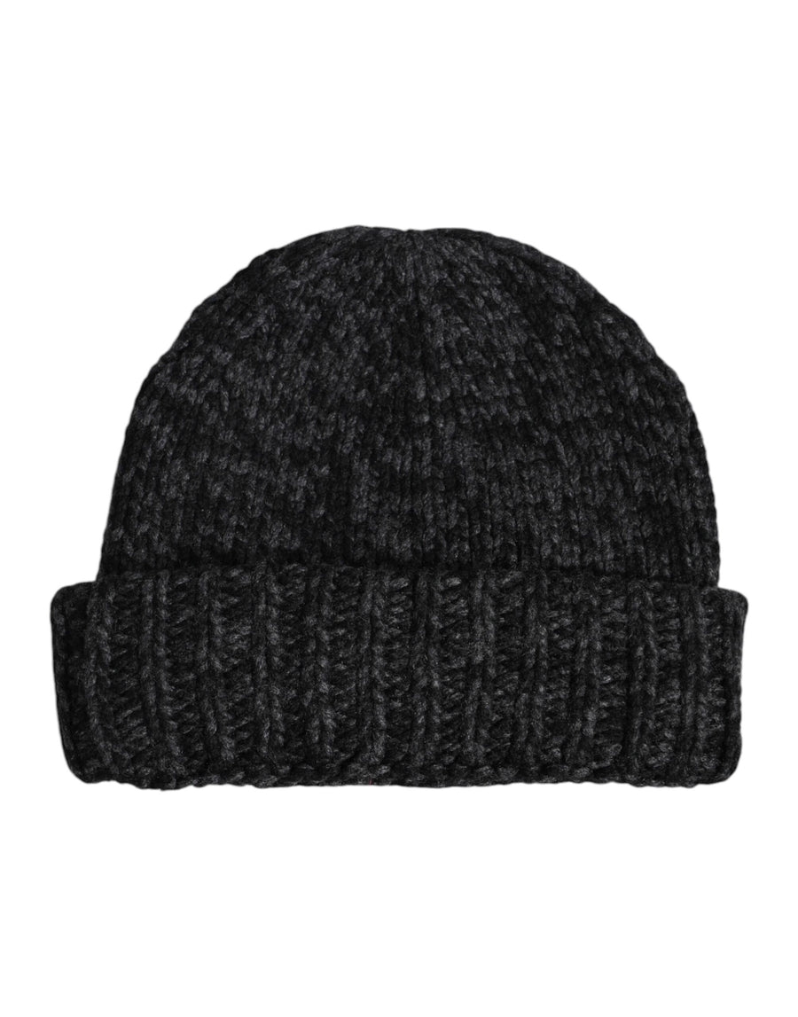 Gray Cashmere Knitted Winter Beanie Hat