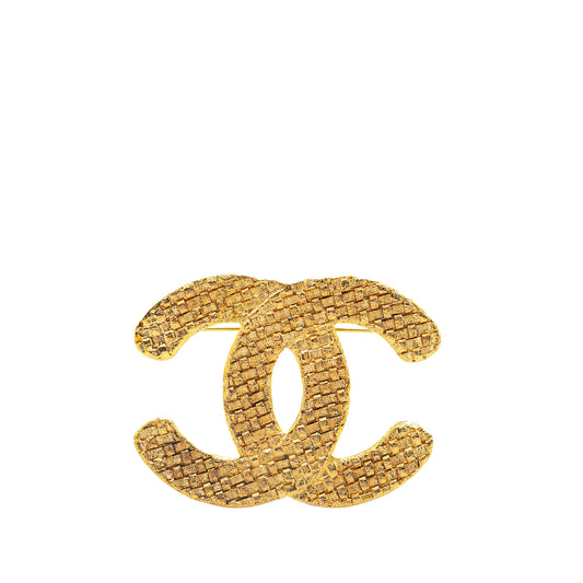 Chanel Gold Plated CC Brooch (21702)