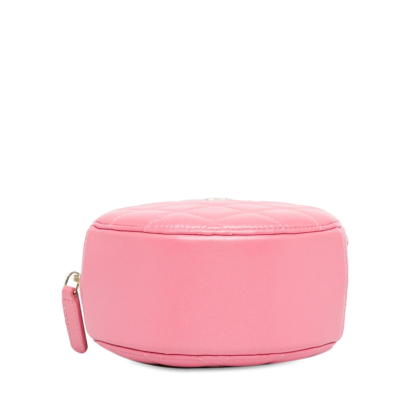 Chanel Cc Quilted Lambskin Pearl Crush Round Clutch With Chain