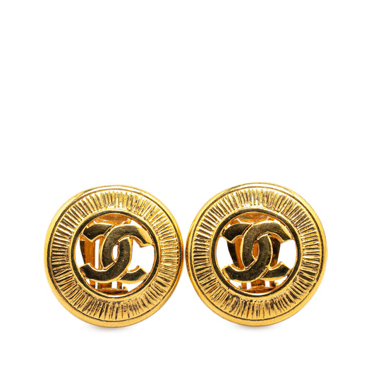 Chanel Gold Plated CC Clip On Earrings (21086)