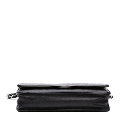Chanel Camellia Embossed Lambskin Wallet On Chain