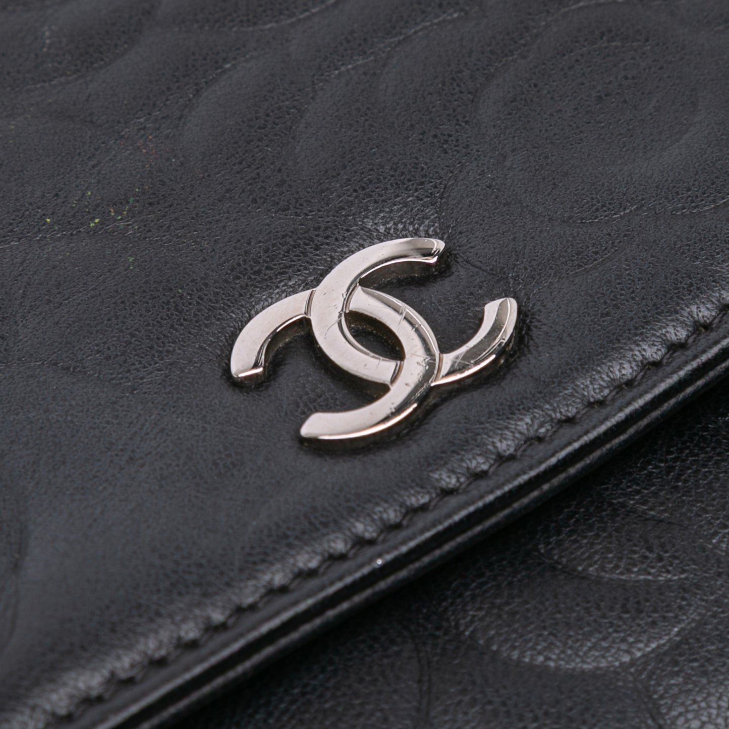 Chanel Camellia Embossed Lambskin Wallet On Chain
