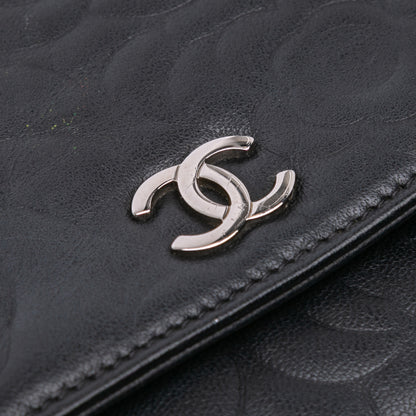 Chanel Camellia Embossed Lambskin Wallet On Chain