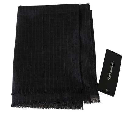 Dolce & Gabbana Elegant Gray Striped Wool Men'S Scarf