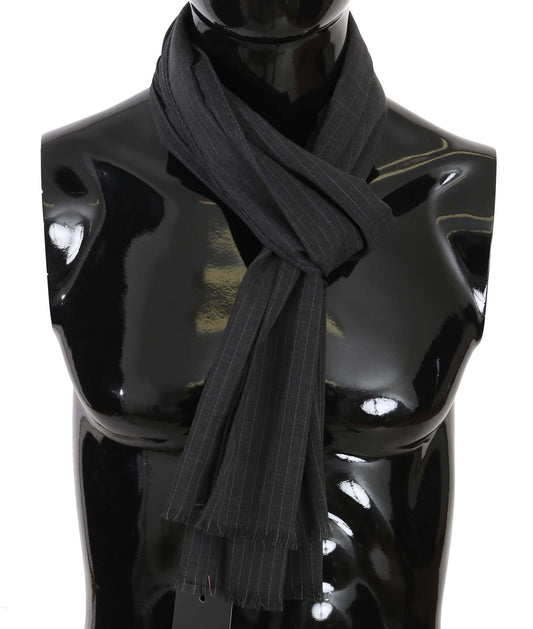Dolce & Gabbana Elegant Gray Striped Wool Men'S Scarf