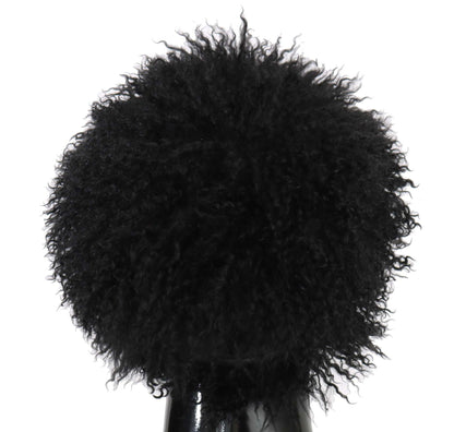 Dolce & Gabbana Chic Black Gatsby Cap In Tibet Lamb Fur