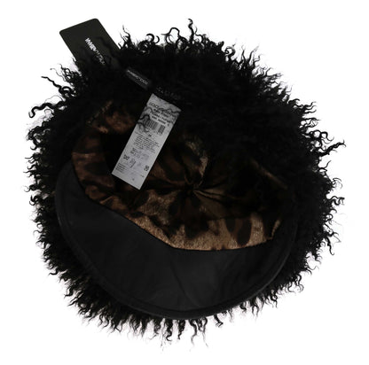 Dolce & Gabbana Chic Black Gatsby Cap In Tibet Lamb Fur