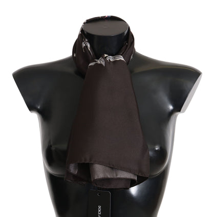 Dolce & Gabbana Elegant Silk Scarf Wrap In Luxe Brown