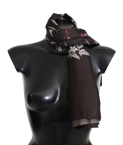 Dolce & Gabbana Elegant Silk Scarf Wrap In Luxe Brown