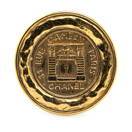 Chanel Vintage '31 Rue Cambon' Hammered Brooch (20992)