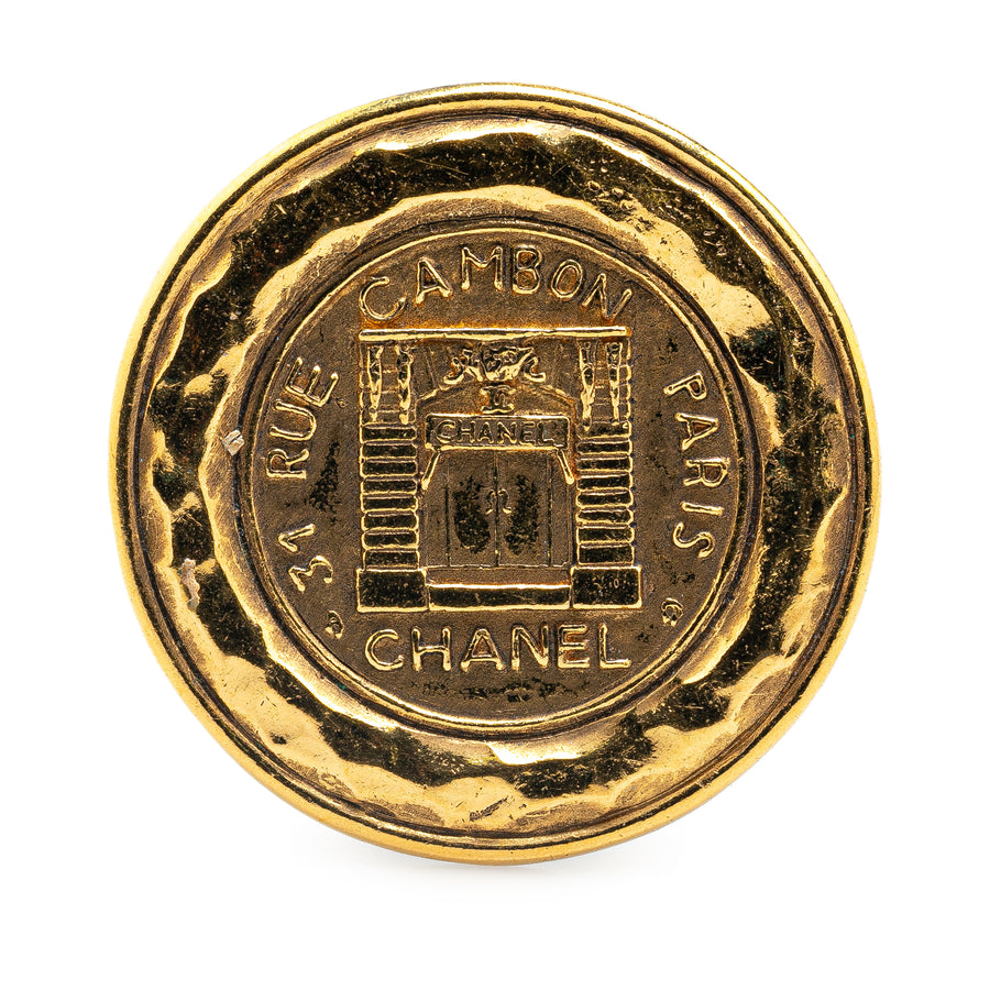 Chanel Vintage '31 Rue Cambon' Hammered Brooch (20992)