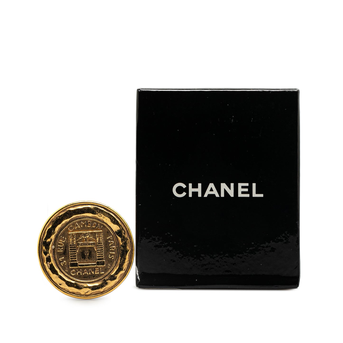 Chanel Vintage '31 Rue Cambon' Hammered Brooch (20992)