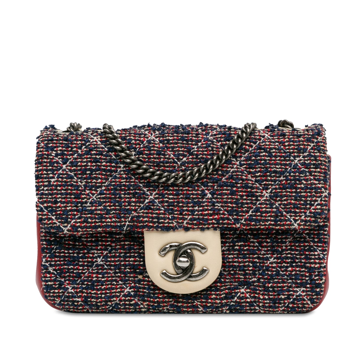Chanel Cc Quilted Tweed Single Flap