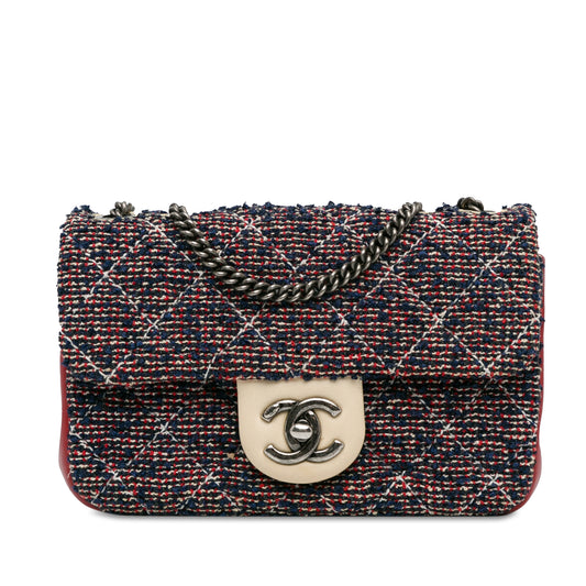 Chanel Cc Quilted Tweed Single Flap
