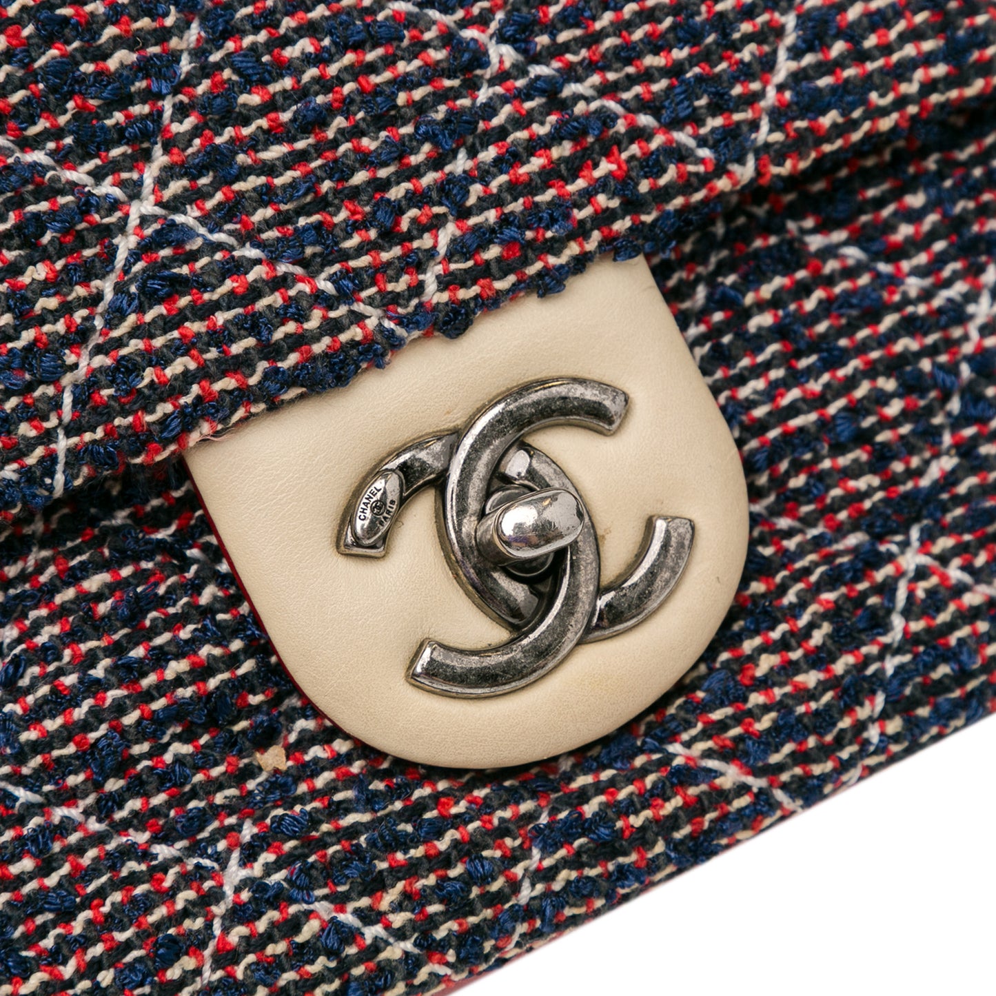 Chanel Cc Quilted Tweed Single Flap