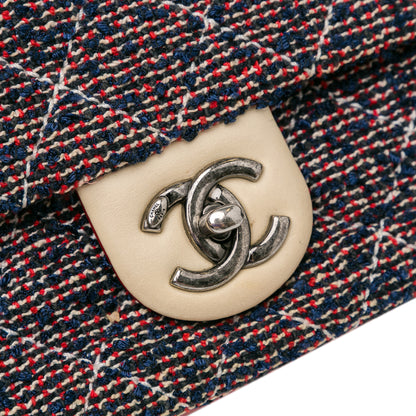 Chanel Cc Quilted Tweed Single Flap