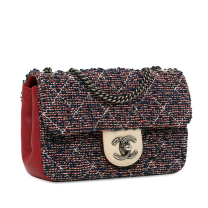 Chanel Cc Quilted Tweed Single Flap
