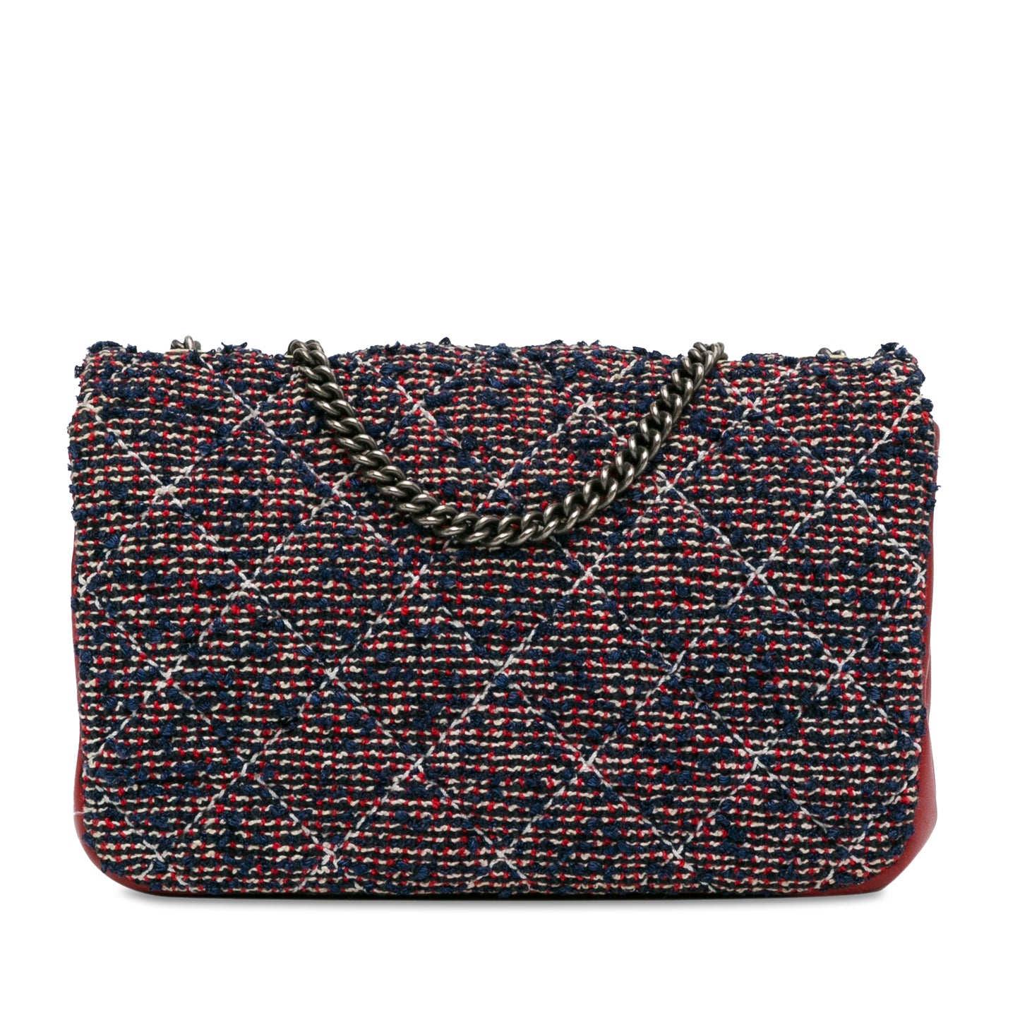 Chanel Cc Quilted Tweed Single Flap