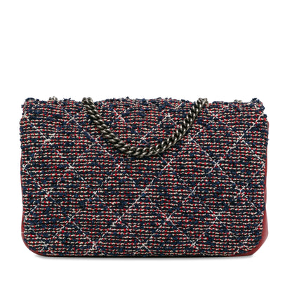 Chanel Cc Quilted Tweed Single Flap