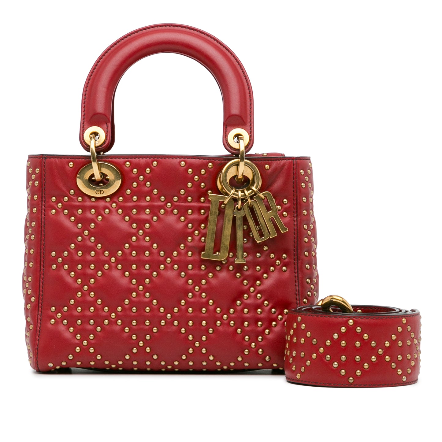 Dior Small Lambskin Cannage Studded Supple Lady Dior