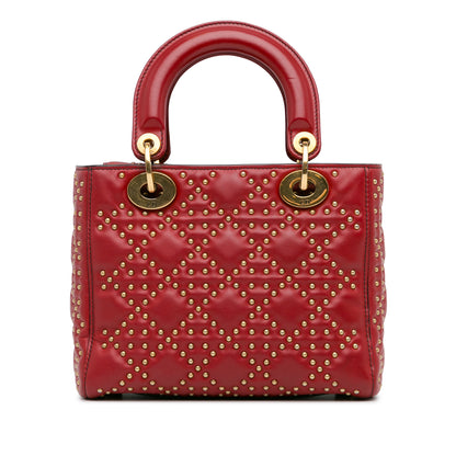 Dior Small Lambskin Cannage Studded Supple Lady Dior