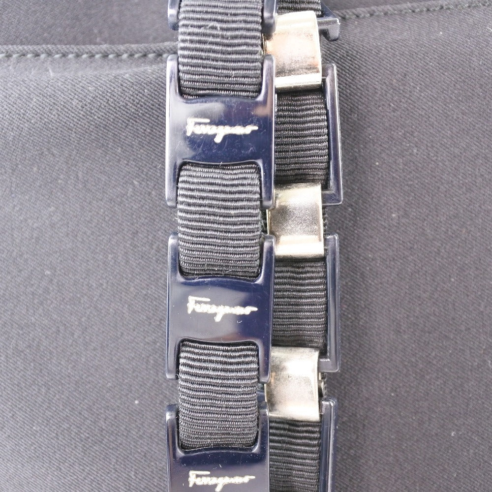 Salvatore Ferragamo Black Canvas Shoulder