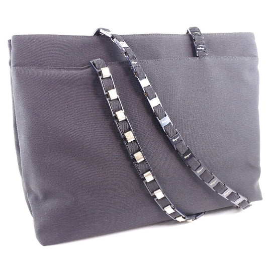 Salvatore Ferragamo Black Canvas Shoulder