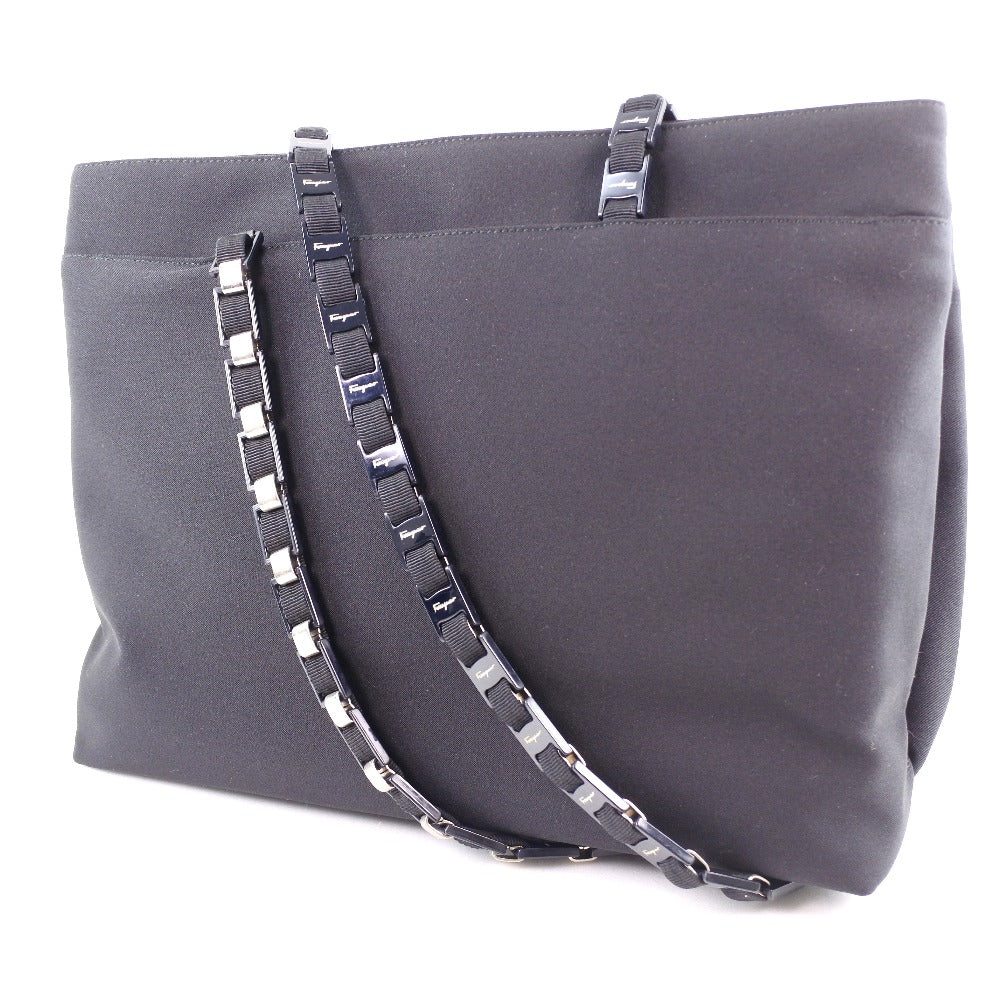 Salvatore Ferragamo Black Canvas Shoulder