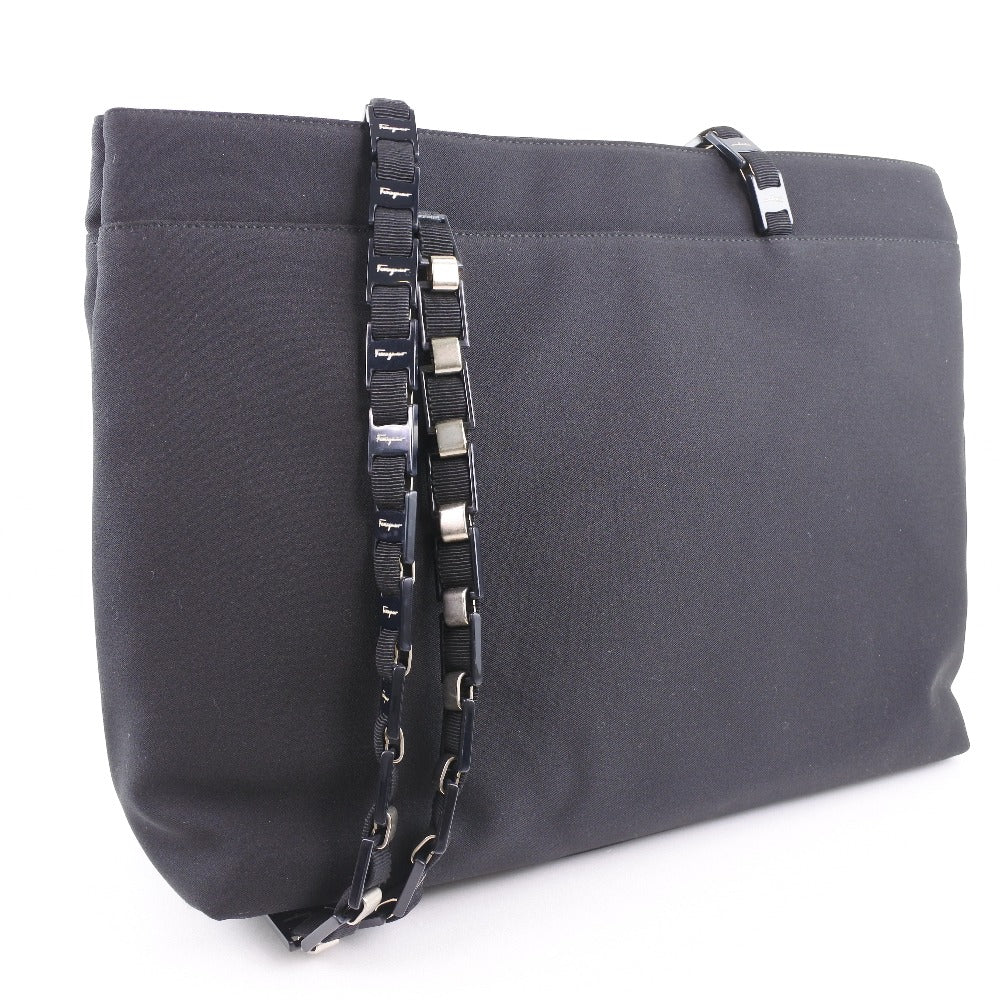 Salvatore Ferragamo Black Canvas Shoulder