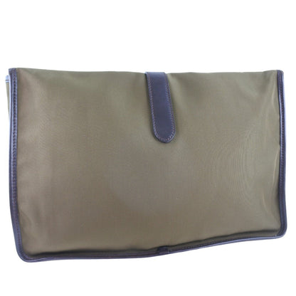 Salvatore Ferragamo Brown Canvas Clutch