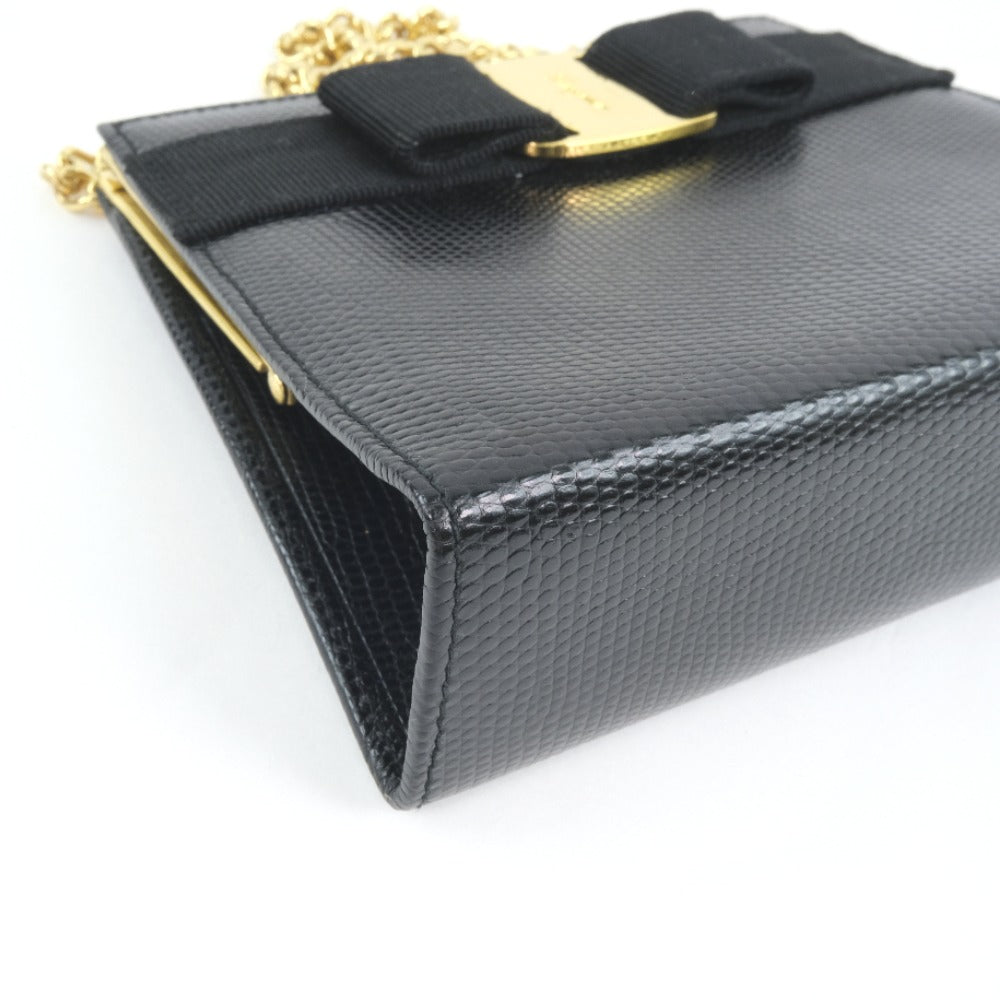 Salvatore Ferragamo Black Leather Vara