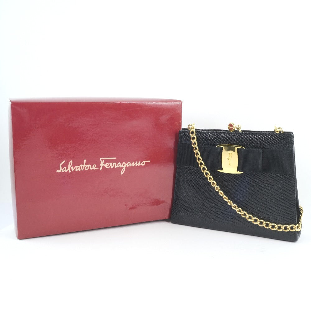 Salvatore Ferragamo Black Leather Vara