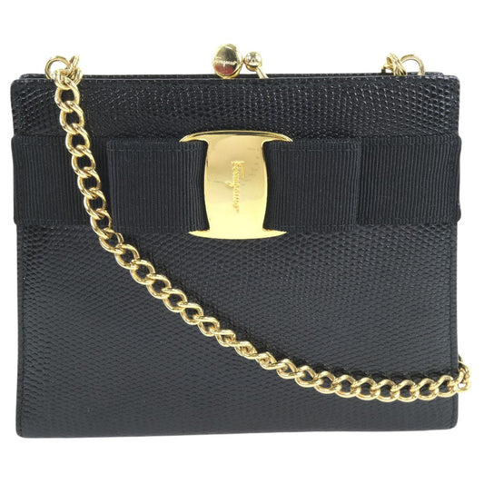 Salvatore Ferragamo Black Leather Vara