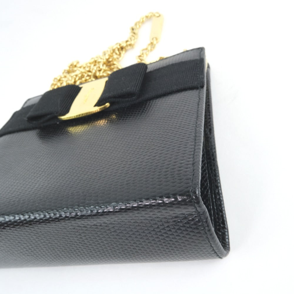Salvatore Ferragamo Black Leather Vara