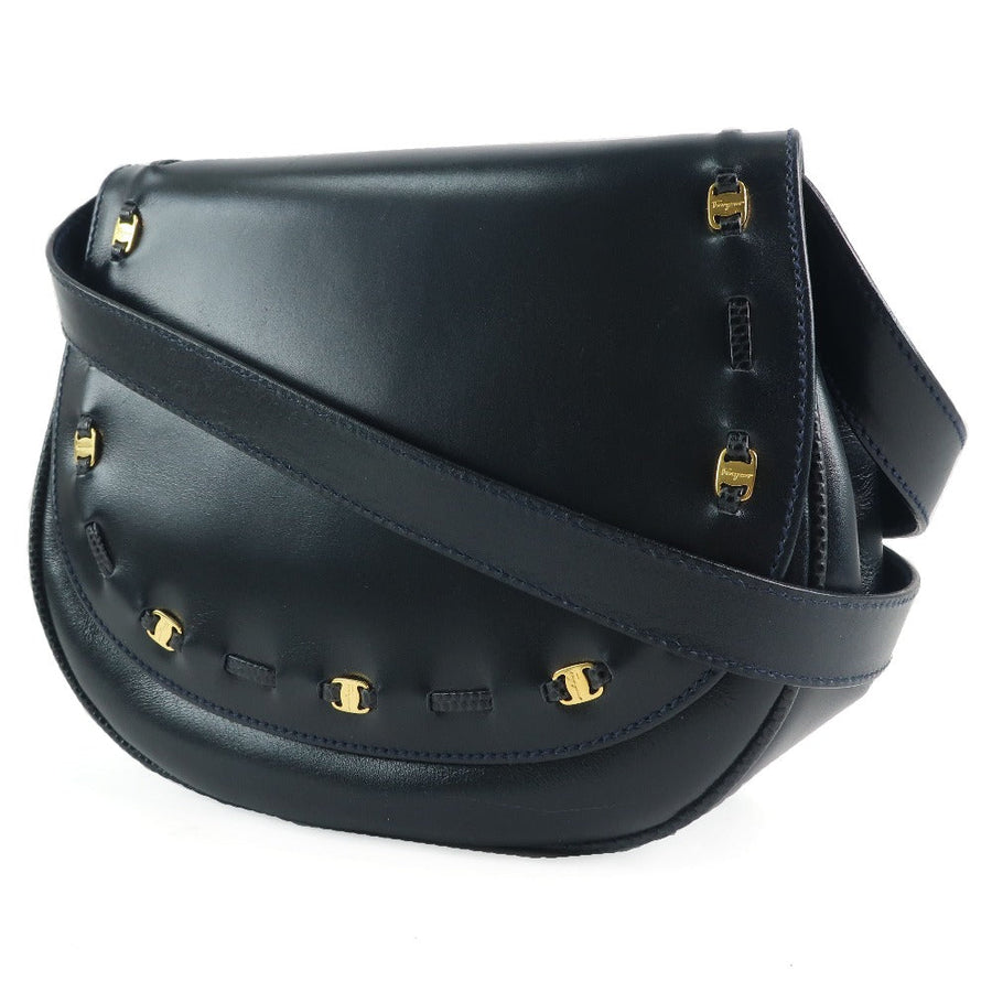Salvatore Ferragamo Black Leather Vara