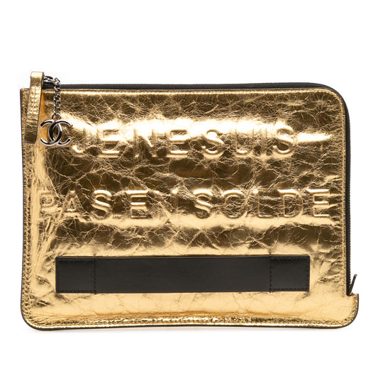 Chanel Metallic Lambskin Je Ne Suis Pas En Solde Clutch