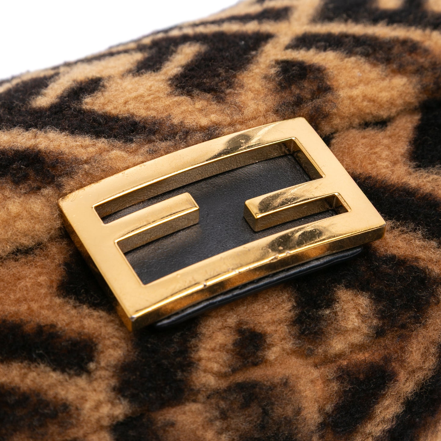 Fendi Mini Zucca Shearling Chain Baguette Satchel