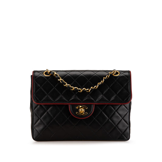 Chanel CC Bicolor Quilted Lambskin Single Flap