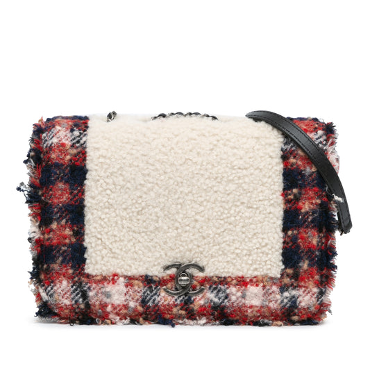 Chanel CC Tweed and Shearling Single Flap (20679)
