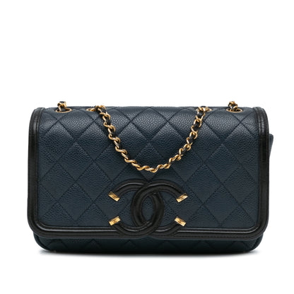 Chanel Small Bicolor Caviar CC Filigree Flap (20528)
