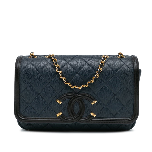 Chanel Small Bicolor Caviar CC Filigree Flap (20528)