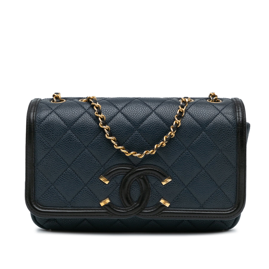Chanel Small Bicolor Caviar CC Filigree Flap (20528)
