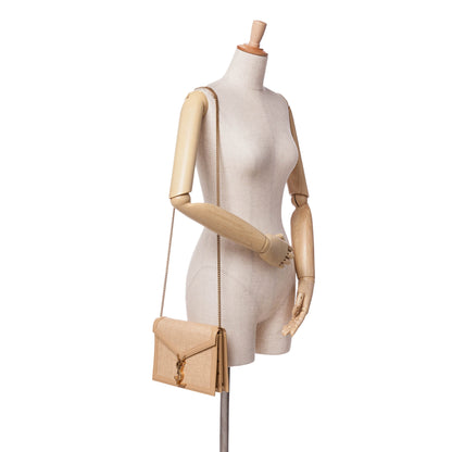 Saint Laurent Medium Raffia Cassandra Chain Crossbody