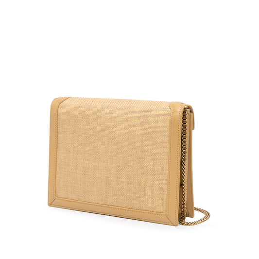 Saint Laurent Medium Raffia Cassandra Chain Crossbody